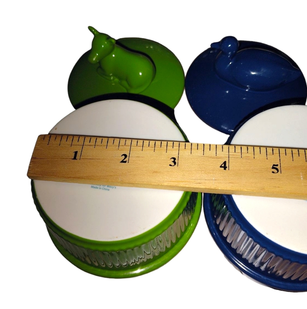 Martha Stewart Green and Blue Animal Lid Ramekins/Trinket Dishes - Picture 6 of 12